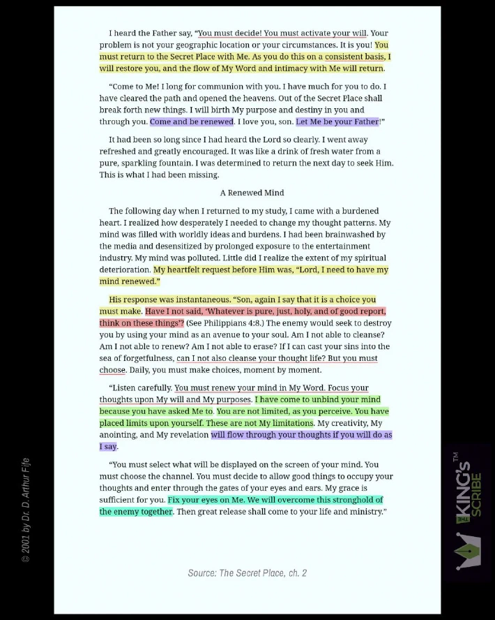 A call from the Father’s heart, which longs for us; for communion with us, in secret. And advice to renew our minds in His Word. “You are not limited as you perceive. You have place limits upon yourself. These are not my limitations. Fix your eyes on Me. We will overcome this stronghold of the enemy together.”